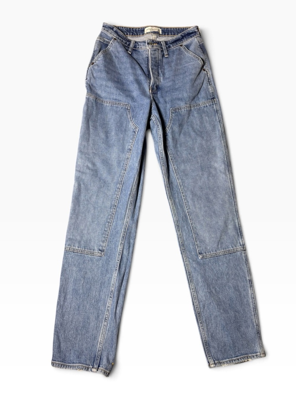 Abercrombie & Fitch Dad High-Rise Double Knee Jeans Size 27 Medium Light Wash